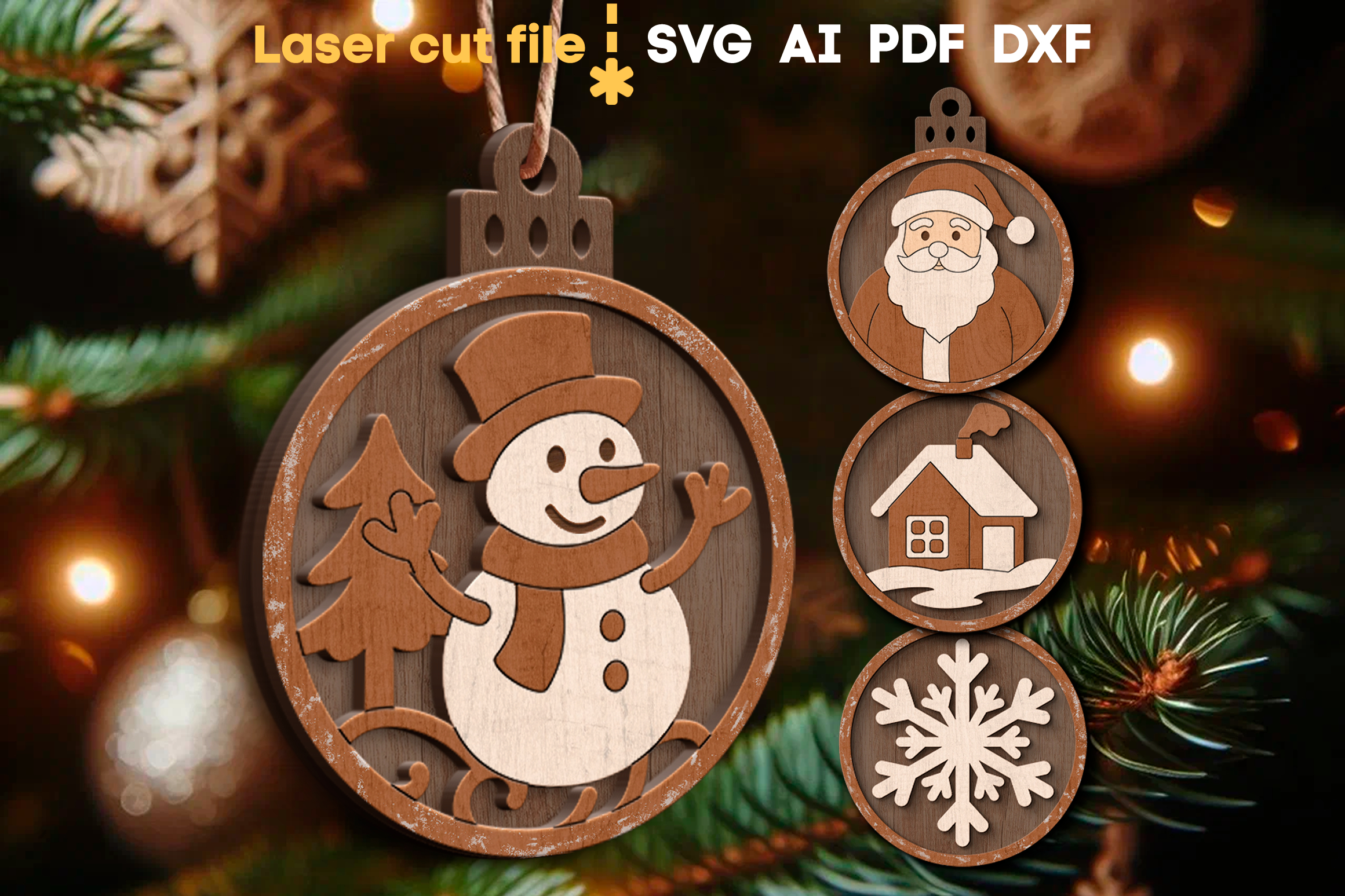 Christmas Tree Toys SVG laser cut files for Glowforge