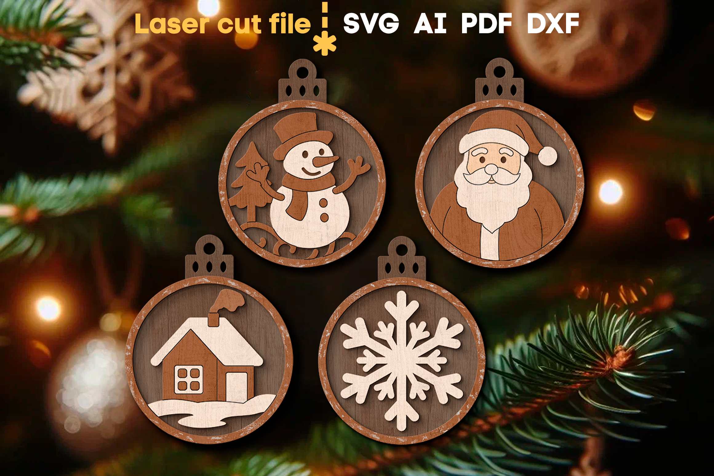 Christmas Tree Toys SVG laser cut files for Glowforge 2