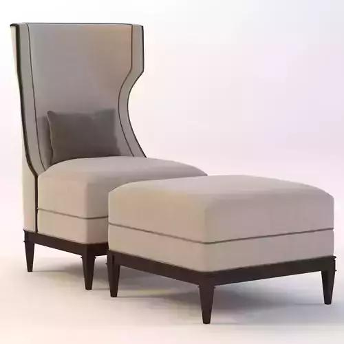 Bolier Modern Luxury Demi Wing Chair 92006 3D model