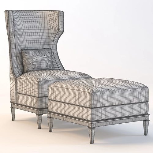 Bolier Modern Luxury Demi Wing Chair 92006 3D model 2