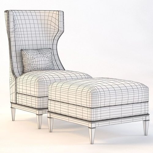 Bolier Modern Luxury Demi Wing Chair 92006 3D model 3