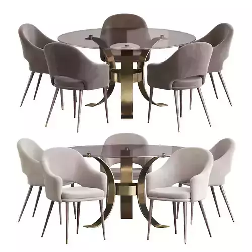 Deephouse  chair and Massimo Glass Top Dining Table 3D model
