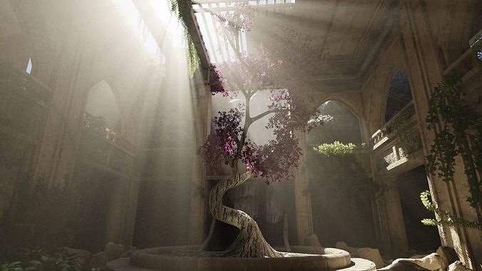 Sacred Tree Scene 3D model 3