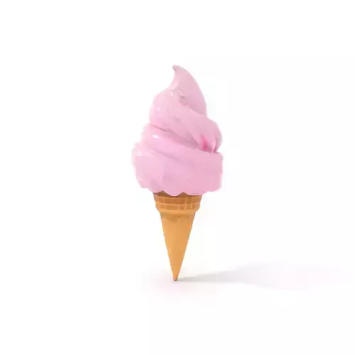 Strawberry Ice Cream Cone model pack Low-poly 3D model