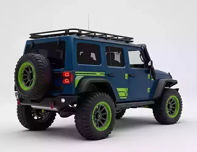 Aggressive Off Road SUV Low-poly 3D model 2