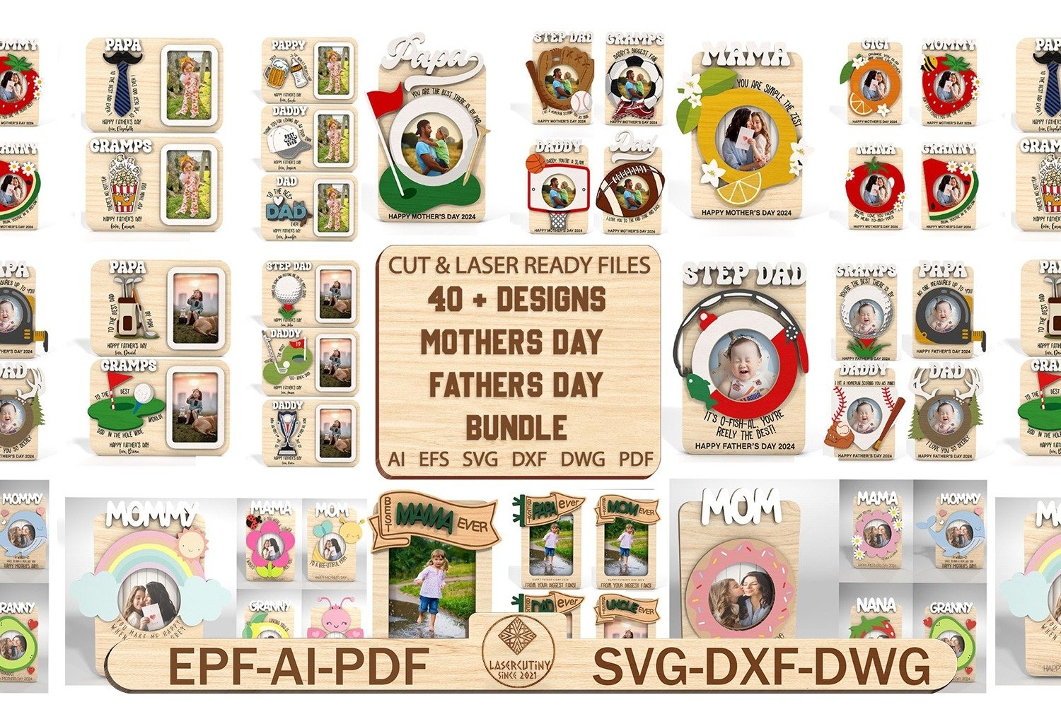 Bundle 40 Mother‘s Day, Father’s Day Photo Frame Magnet