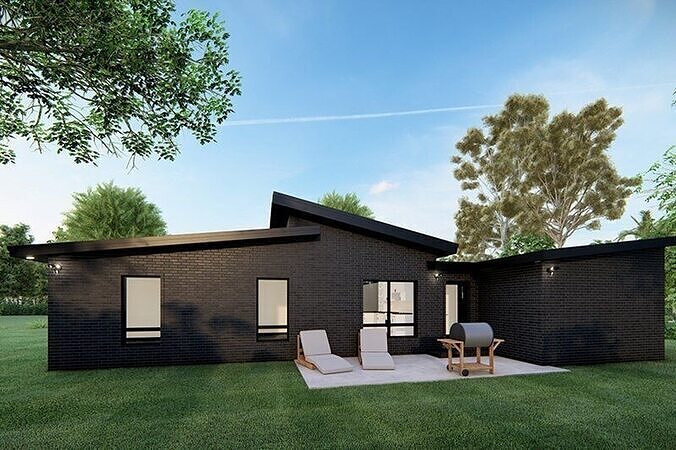 Modern Three Bedroom House  Complete 3D Model  Drawing Rendering 3D model 3