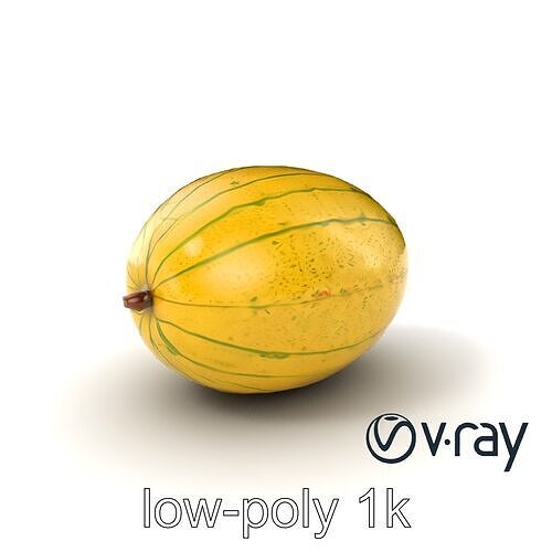 Smooth Melon with Detailed Texture model pack Low-poly 3D model 3