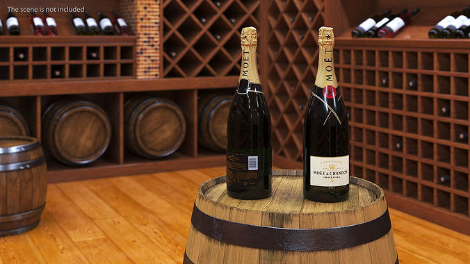 Set Champagne Moet and Chandon Brut Imperial 3D model 3