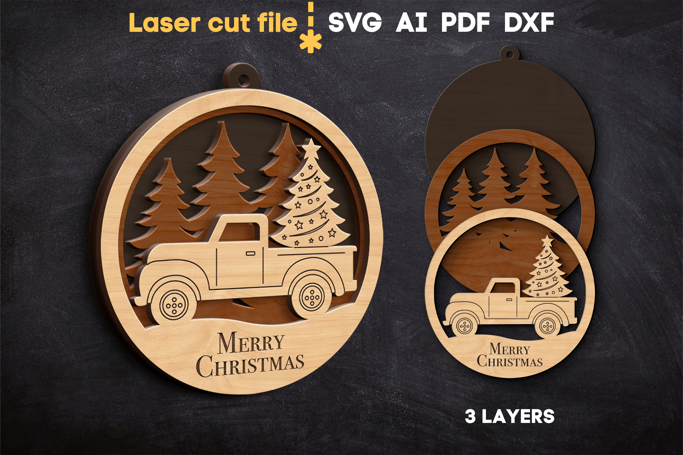 Christmas Ornaments Bundle SVG laser cut file for Glowforge 3