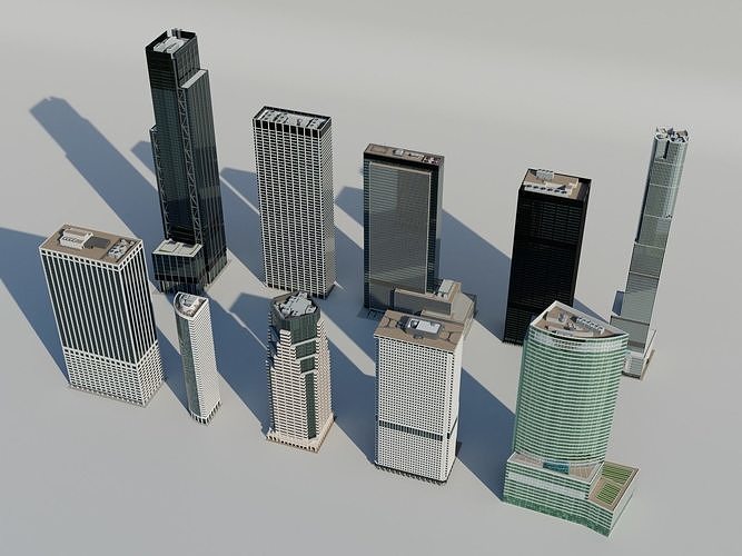 NYC Tall Skyscrapers v3 Low-poly 3D model 2
