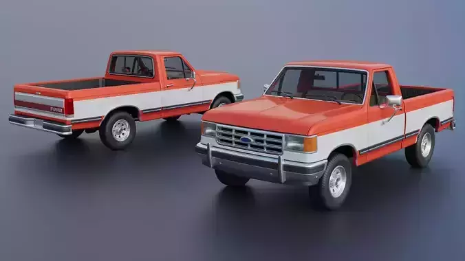 Pickup Truck F-150 Short Bed 1987 3D print model 2