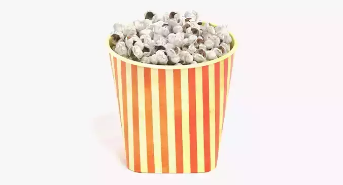 Popcorn in Cup - Bucket Filled with Popped Corn Kernels 3D model