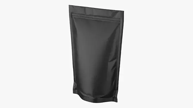 Realistic Matte Black Stand-Up Pouch Mockup 3D model 2