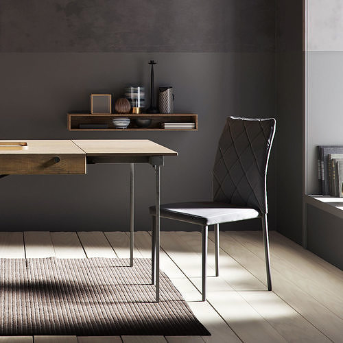 Grey Wall interior scene 3D model 3