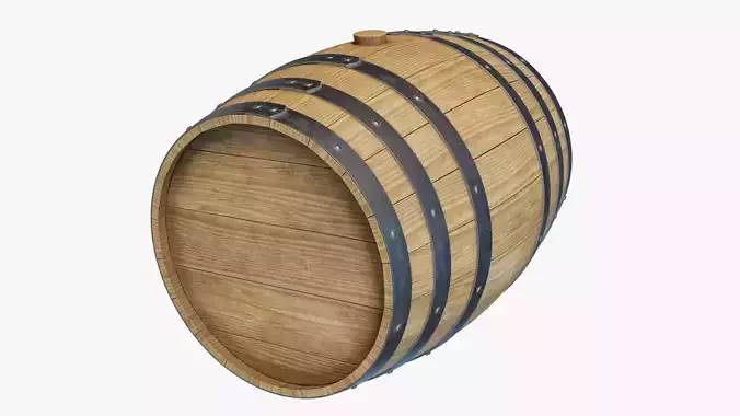 Wooden Barrel 03 3D model 2