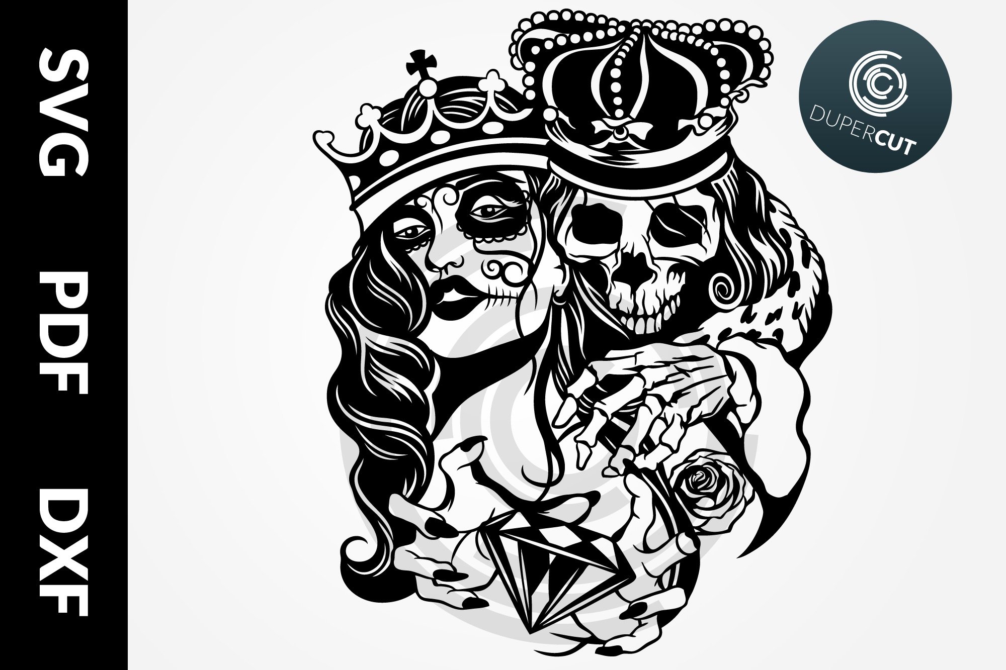 6 designs SVG / PDF / DXF Skull Bundle Papercutting Template 3