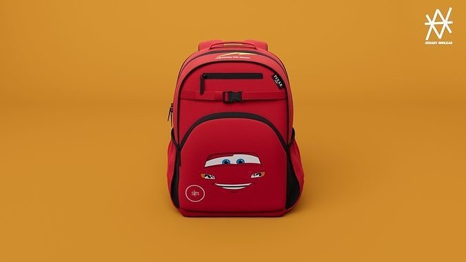Disney Kids School Bag Cars Edition 3D model 2