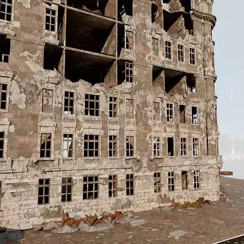 8K and 4K mixed  Detailed Ruined Building 3D model