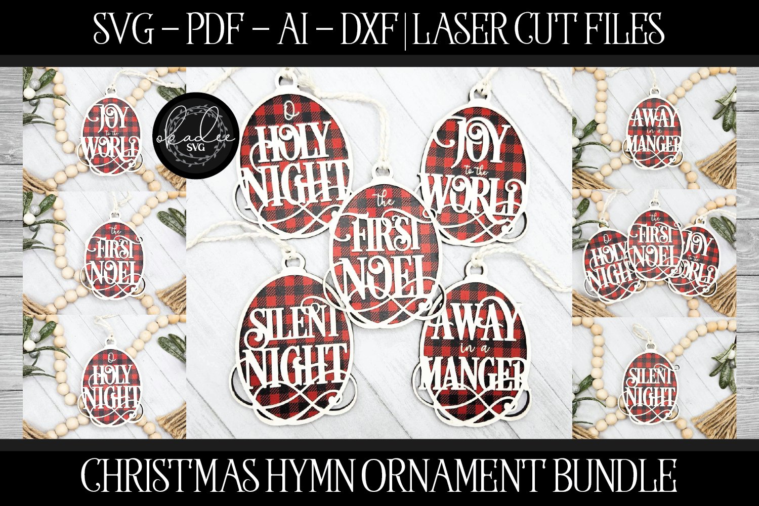 Christmas Ornament Bundle | Glowforge File | Laser Cut File