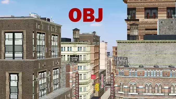 New York Modern City Town 3D Model Low-poly 3D model