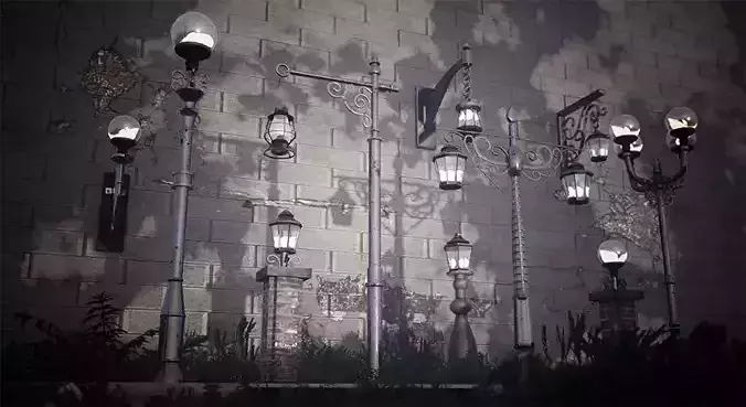 Modular Streetlights  46 Assets Low-poly 3D model