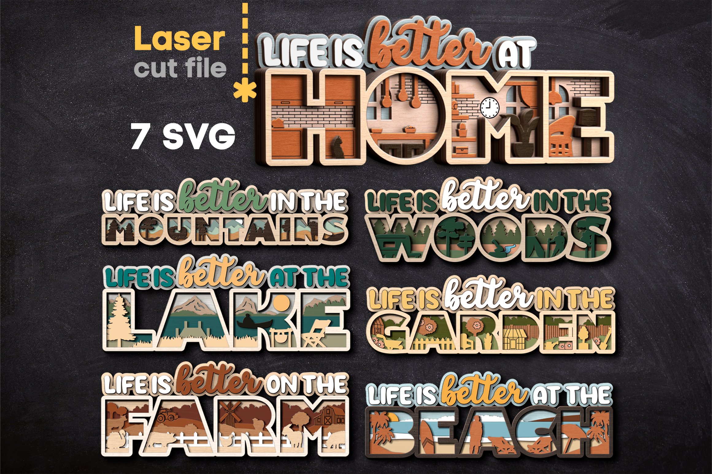 Life Quote Bundle SVG laser cut file for Glowforge 2