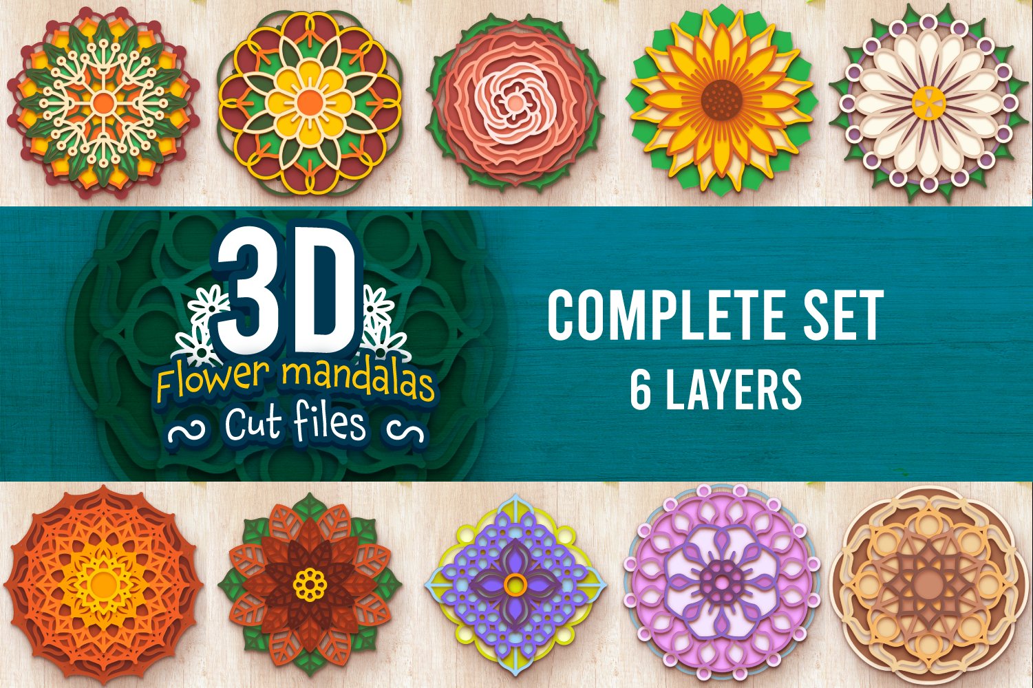 10 - 3D Flower Mandalas Collection - SVG Cut Files