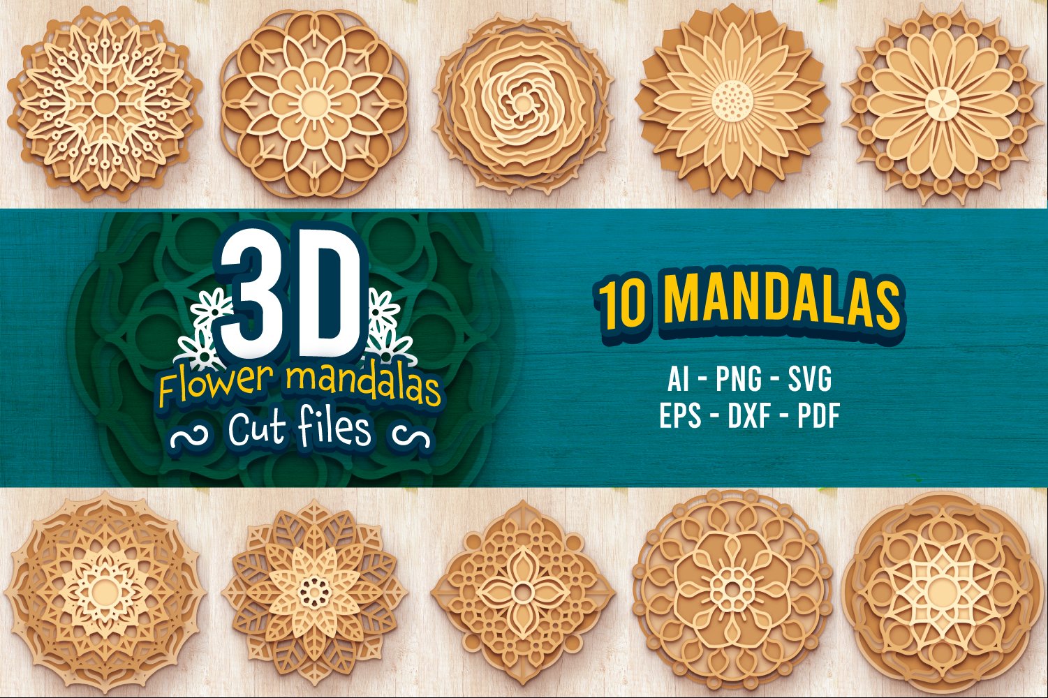 10 - 3D Flower Mandalas Collection - SVG Cut Files 2