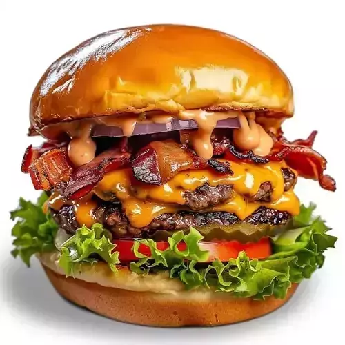 Gourmet Double Cheeseburger Juicy Beef Bacon Melted Cheese 3D Low-poly 3D model
