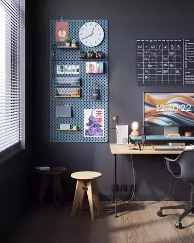 Carbon workspace interior scene 3D model