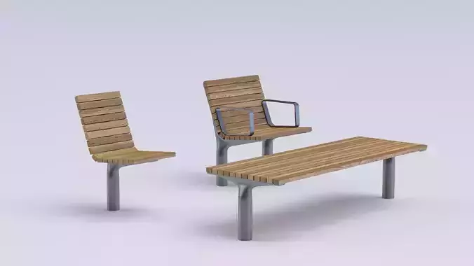 PARK MODERN BENCH MMCITE VLTAU 3D model