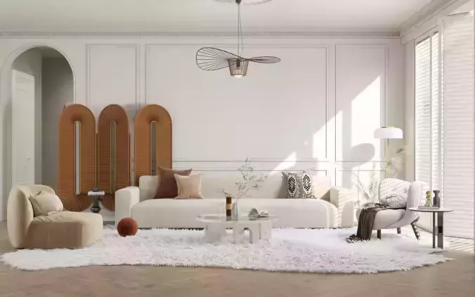 Parisian interior scene 3D model 3D model
