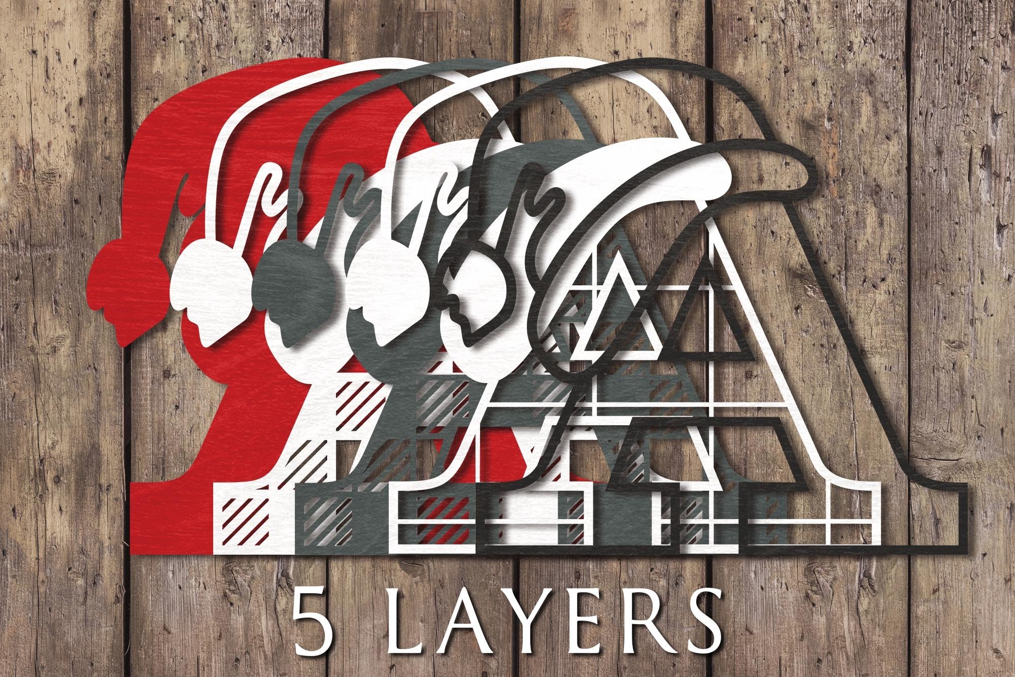 3D Christmas Alphabet Bundle| A-Z Buffalo Plaid Layered SVG 3