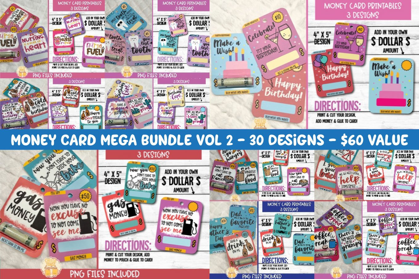 Money Card Mega Bundle Vol 2 | Money Holder PNG Designs