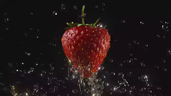 Splash Strawberry Animated 3D model