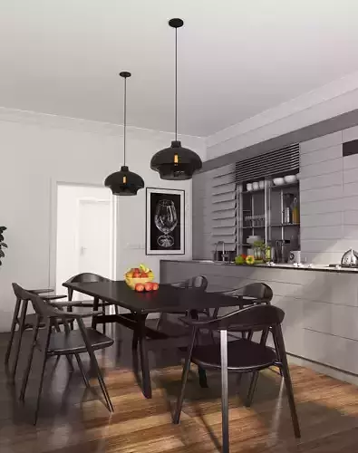 Kitchen Cum Living complete scene 3D model