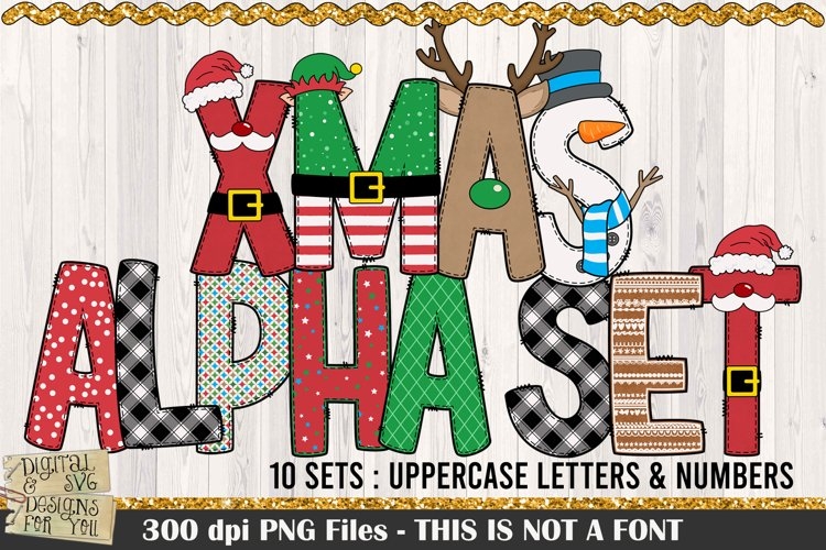 Alphabet Bundle - 10 Sets / Doodle Alphabet / Christmas 3