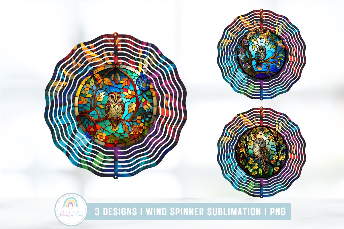 BUNDLE I 30 Stained Glass Wind Spinner Sublimation Designs 2