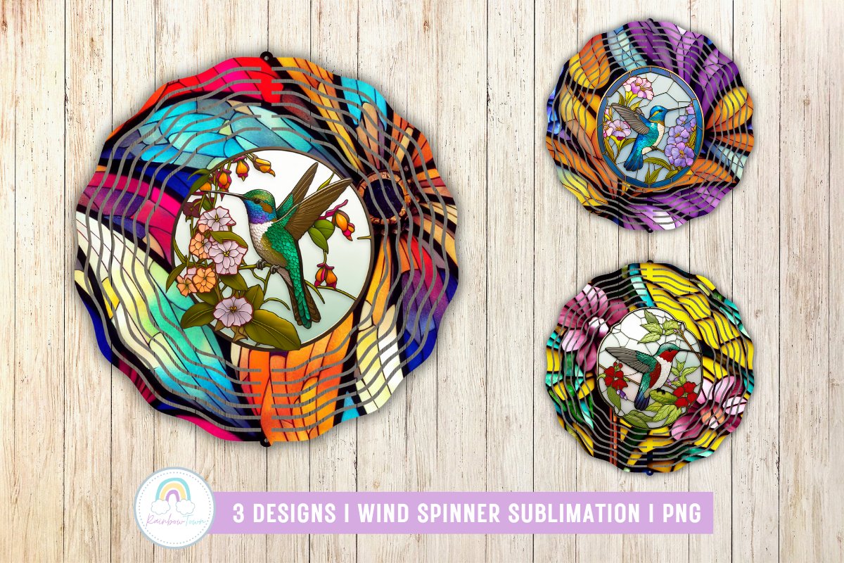 BUNDLE I 30 Stained Glass Wind Spinner Sublimation Designs 3