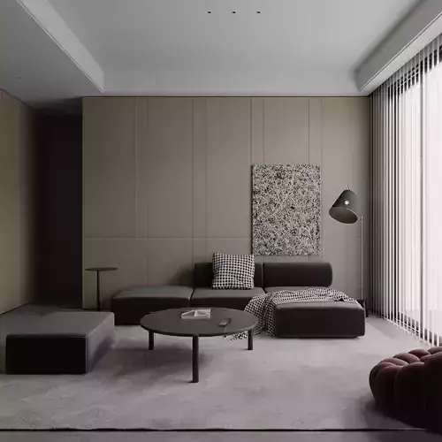 Modern minimalist living room 3D model
