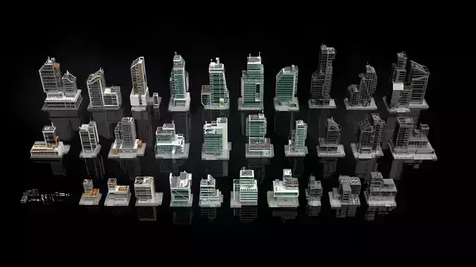 Realistic Urban Skyscraper Pack 3D model