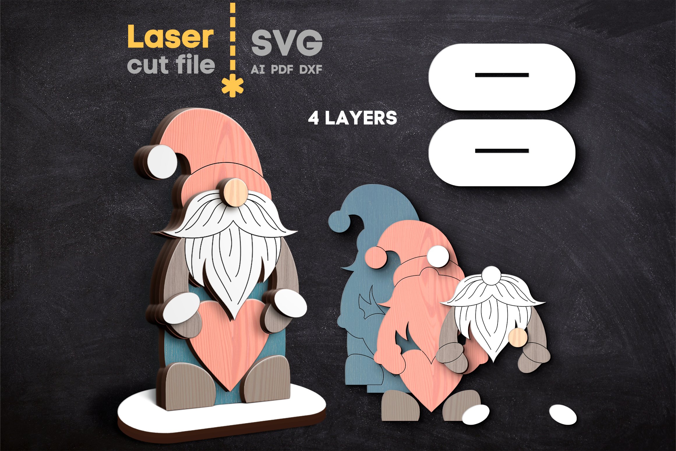 Gnomes with Hearts Bundle SVG laser cut files for Glowforge 2