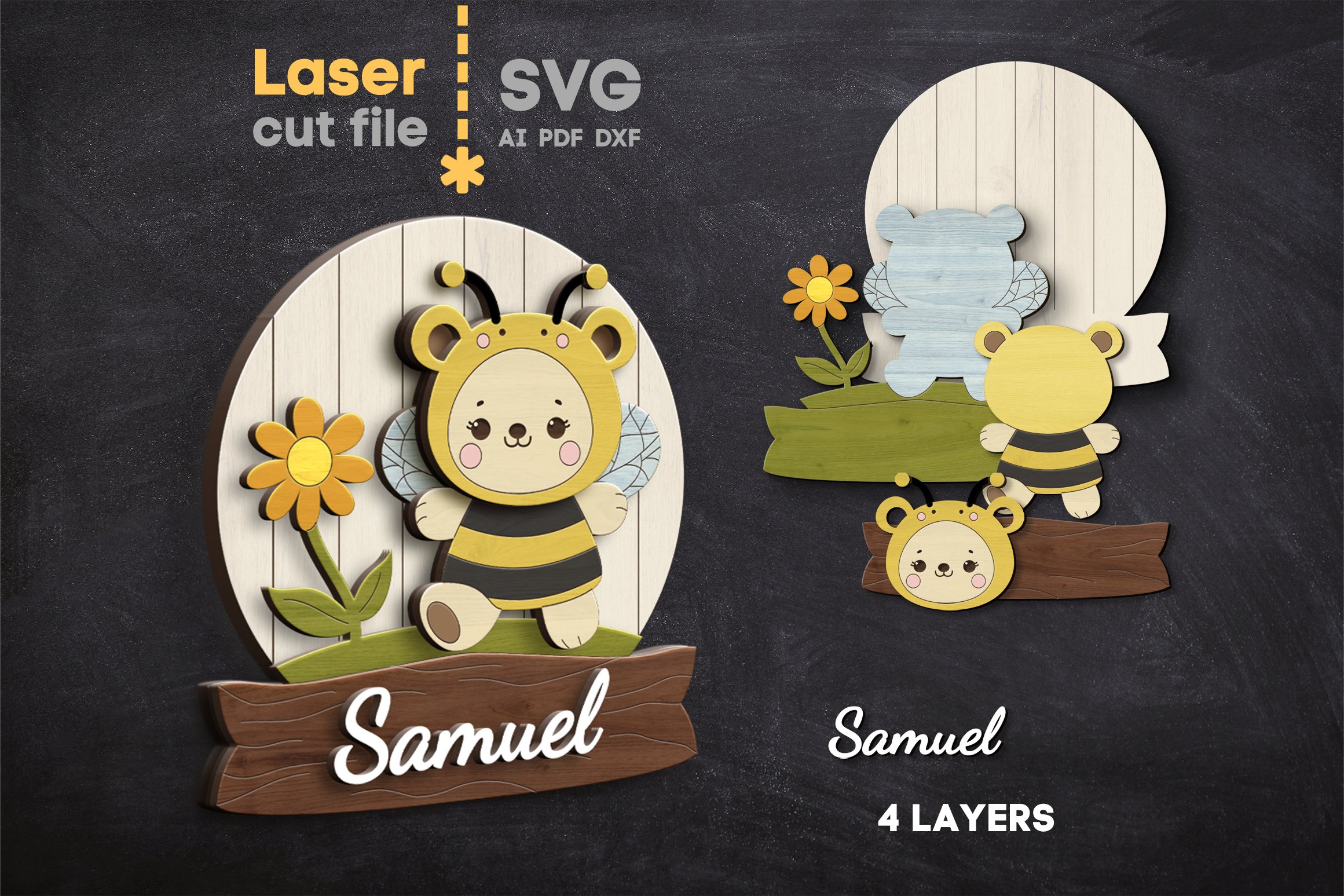 Baby Name Sign Bundle SVG laser cut file for Glowforge 3