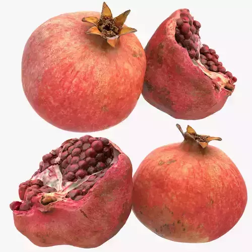 Pomegranate two pomegranates Low-poly 3D model 2