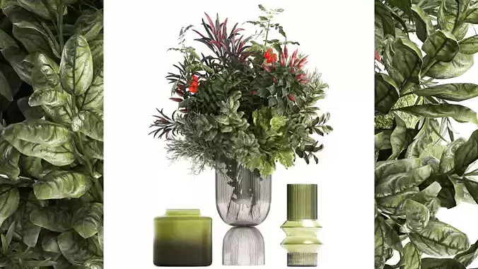 Bouquet of kitchen herbs and vegetables vase tomato pepper  3D model