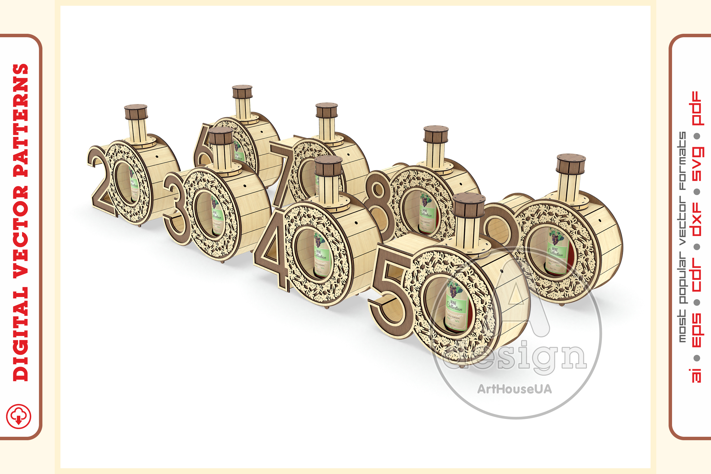 Wine Box Bundle V3 laser cutting file Glowforge ready SVG 3