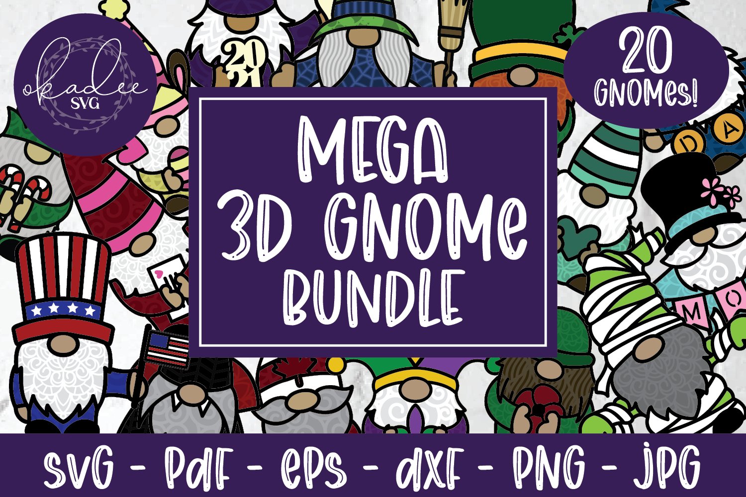 Mega 3D Gnome Bundle, Papercut Gnome SVG, Layered Gnome DXF