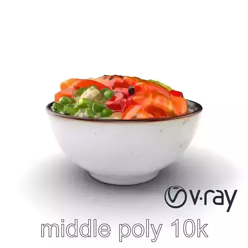 Chirashi Sushi Bowl 3D model pack Low-poly 3D model