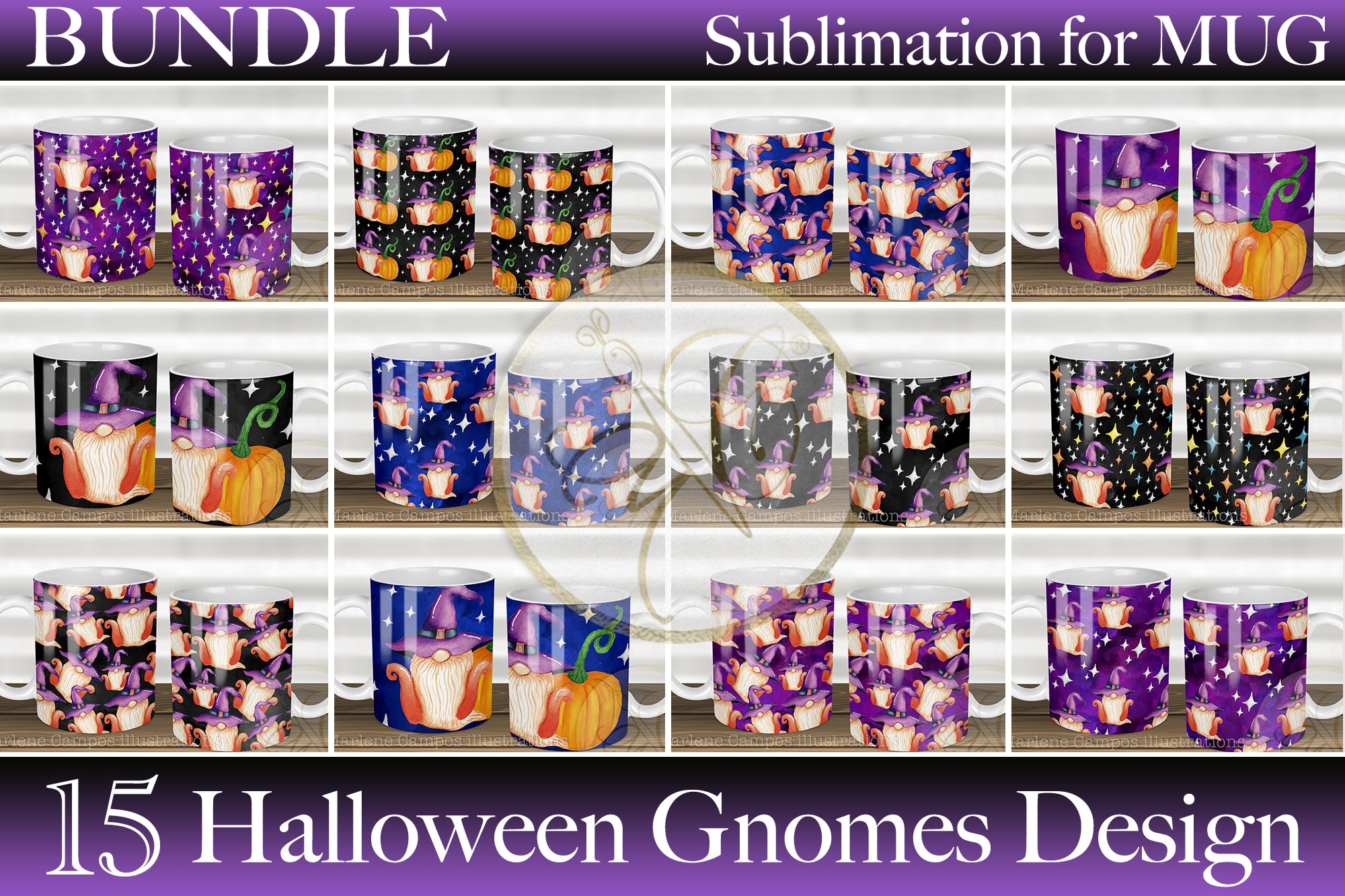 Halloween Sublimation Files/ Skinny Tumbler and Mugs/ Gnomes 2